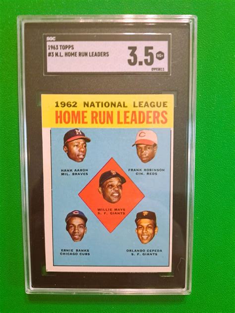 Topps Nl Home Run Leaders Willie Mays Hank Aaron Sgc Vg