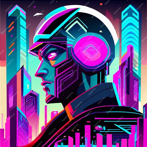 Premium Vector Cyberpunk Pop Art Extravaganza Sparks Robotic Head In Neon