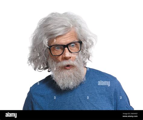 Mature Man With Grey Hair On White Background Stock Photo Alamy