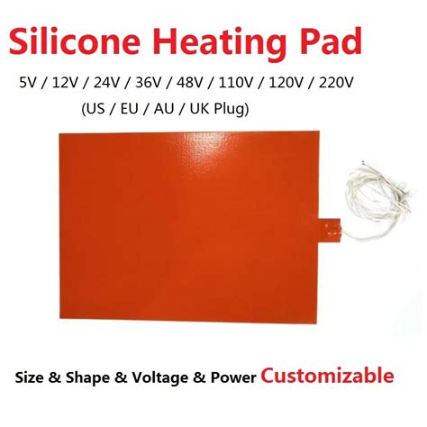 5V 12V 24V 110V 220V Electric Silicone Rubber Heating Pad 3M Adhesive