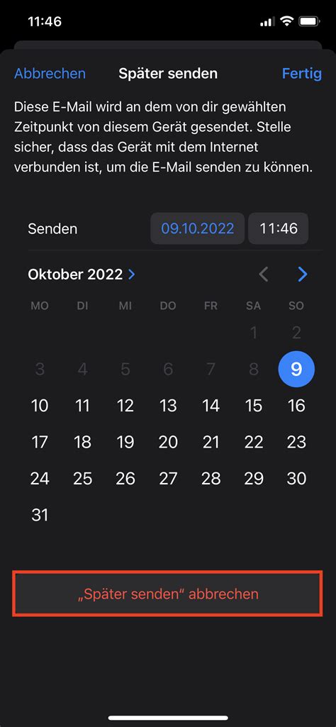 Beim Später senden Abbrechen sind E Apple Community
