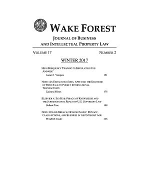 Fillable Online Ipjournal Law Wfu High Frequency Trading Is Regulation