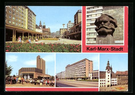 AK Karl Marx Stadt Rosenhof Karl Marx Monument Stadthalle U