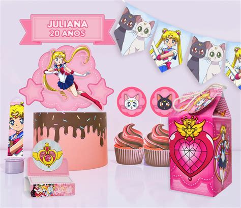 Kit Festa Só Um Bolinho Sailor Moon Anime 233 Itens Elo7