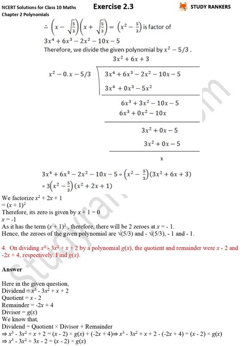 Ncert Solutions For Class Maths Chapter Polynomials Exercise