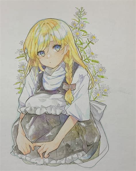 Safebooru 1girl Apron Black Dress Blonde Hair Bow Braid Clover Lapis