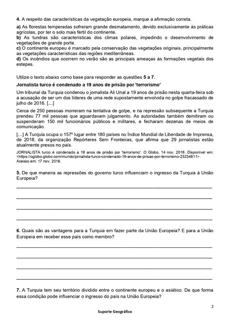 Atividades Sobre O Continente Asiático 9 Ano Com Gabarito