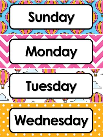 Editable Classroom Calendar Set Hot Air Balloons Classroom Decor