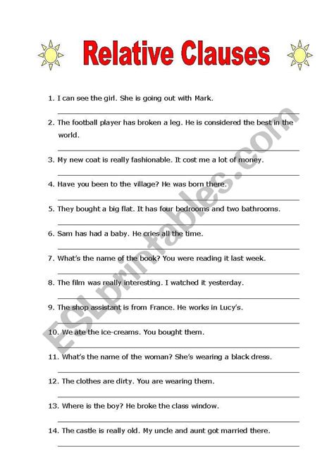 Relative Clauses Esl Worksheet By Evav