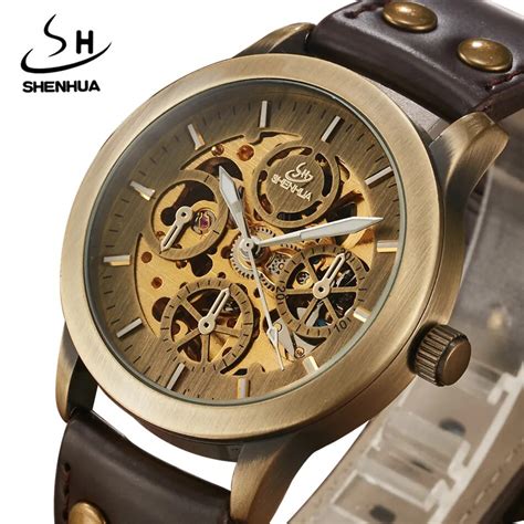 Shenhua Mechanical Watch Men Skeleton Automatic Self Wind Watches