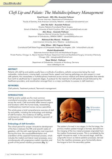 Cleft Lip And Palate The Multidisciplinary Management