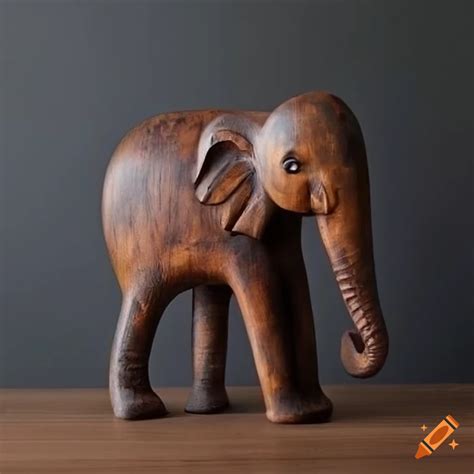 Wooden Elephant In Dark Matte Primitive Art Style On Craiyon