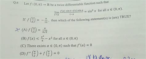 Let F [0 2]→ R Be A Twice Differentiable Function Such That F X 0