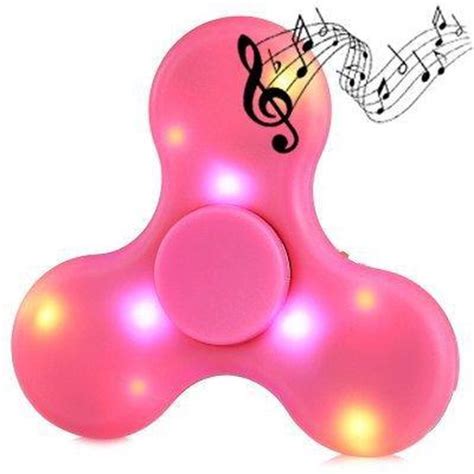 Hand Spinner LED Verlichting Bluetooth Speaker Roze Bol