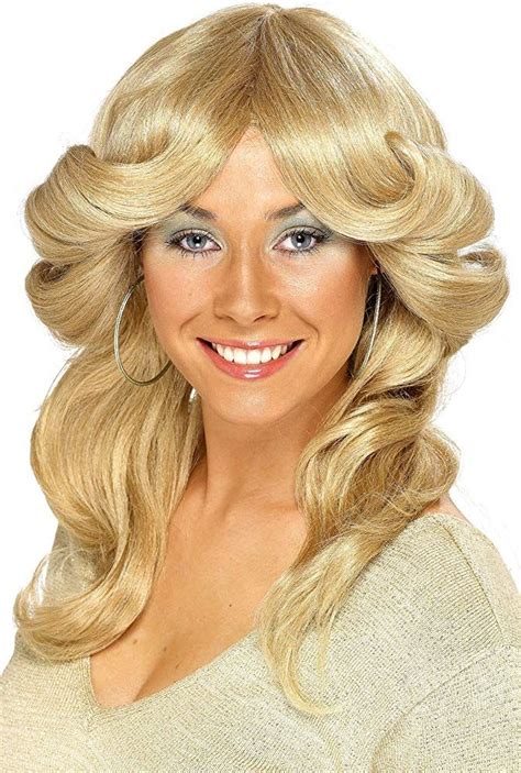 Smiffy S Women S 70 S Flick Wig Long Wavy And Layered Long Wigs Light Blonde Blonde Wig