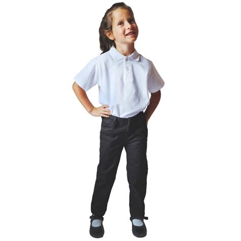 Girls Regular Fit Organic Cotton School Trousers Black 11yrs Plus