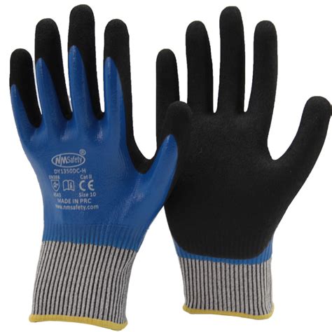 Nmsafety Nitrile Double Dipping Oil And Cut Resistant Work Safety Glove