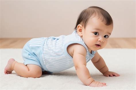 Premium Photo Side View Of Pretty Crawling Baby