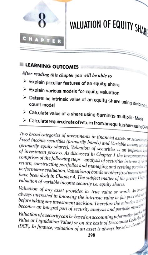Valuation of equity bcom sem V - 8 VALUATION OF EQUITY SHA CHAPTER