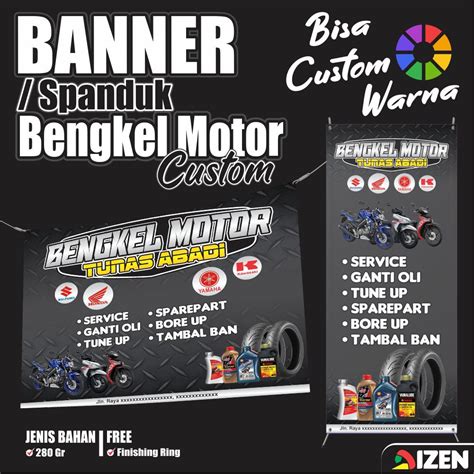 Jual Spanduk Bengkel Motor, Banner Bengkel Motor Custom Free Desain ...