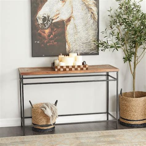 Litton Lane In Black Extra Large Rectangle Metal Console Table With