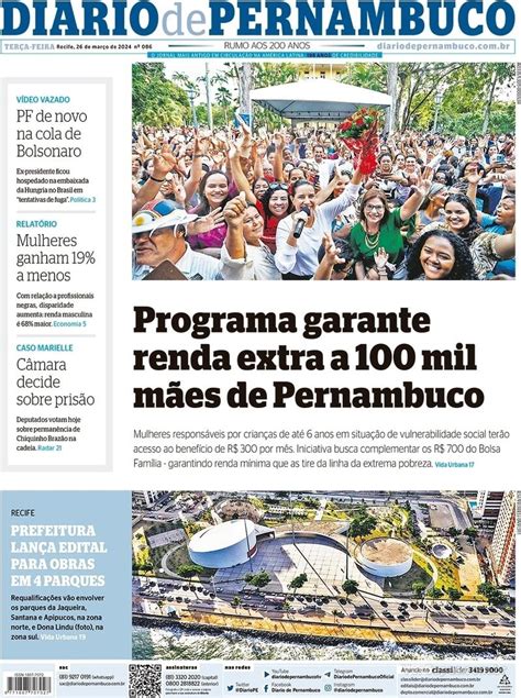 Capa Diario de Pernambuco Edição Terça 26 de Março de 2024