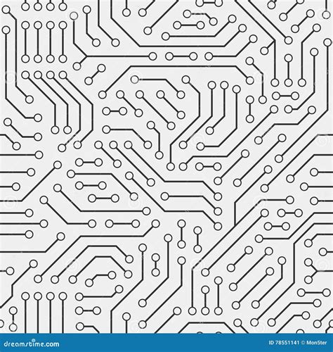 Computer Circuit Board Seamless Pattern Stock Vector Illustration Of