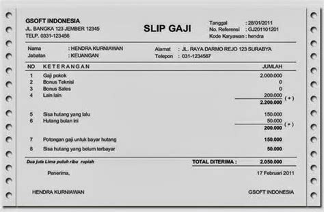 Contoh Slip Gaji Untuk Pengajuan Kpr Lamudi