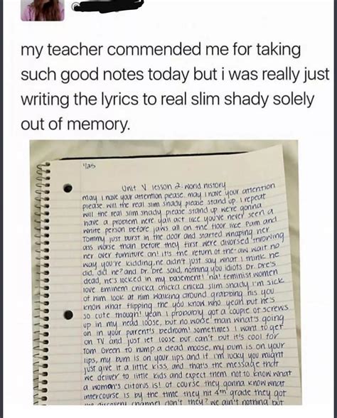 slim shady = good notetaking : r/thatHappened