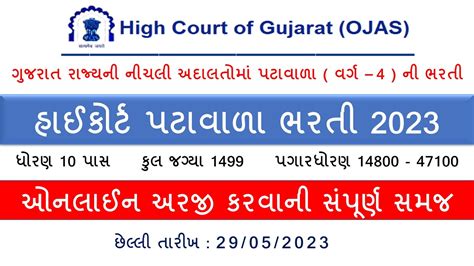 Gujarat High Court Peon Bharati 2023 Apply Online Form Fill Up