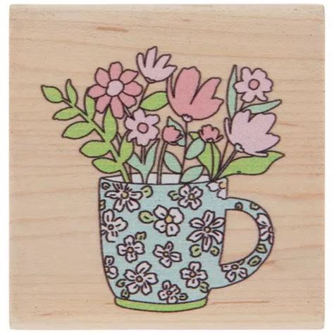 Teacup Bouquet Rubber Stamp Hobby Lobby In Scrapbook