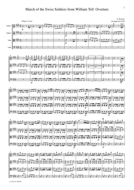 Rossini March Of The Swiss Soldiers From William Tell Overture Cr102 Arr Fcmusic Sheet Music