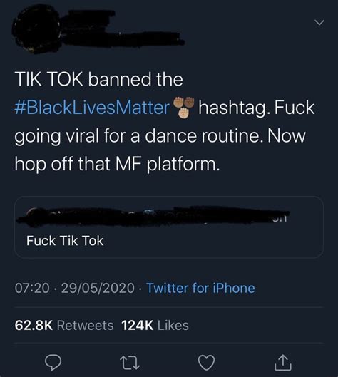 TIK TOK Banned The BlackLivesMatter Hashtag Fuck Going Viral For A Dance Routine Now Hop Off