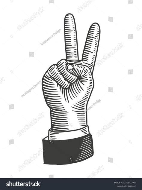 Hand Gesture Peace Sign Vector Vintage Stock Vector Royalty Free