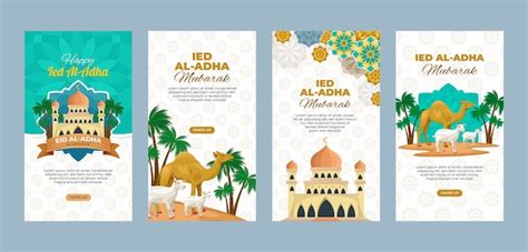 Collection D Histoires Instagram Plates Eid Al Adha Vecteur Premium