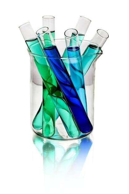 Premium Photo Beaker And Test Tubes With Liquid