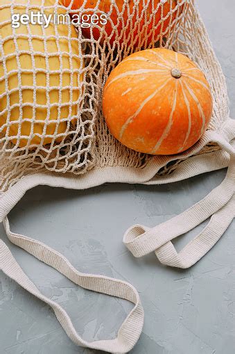 Mesh Shopping Bag With Vegetables Autumn Pumpkin Harvest