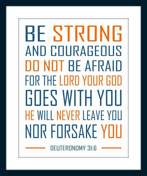 Be Strong And Courageous Deuteronomy 31 6 Bible Verse Wall Etsy