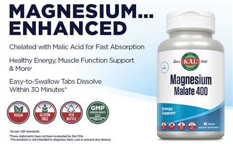 Amazon Kal Magnesium Malate Mg Chelated Magnesium Supplement