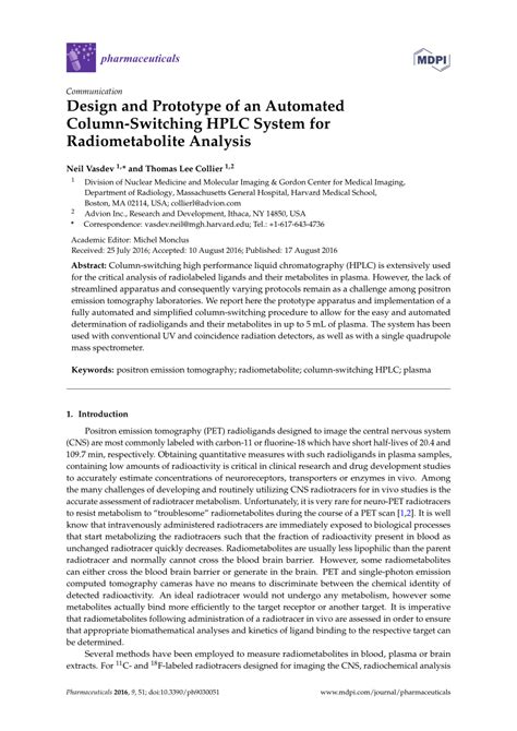 PDF Design And Prototype Of An Automated Column Switching HPLC System