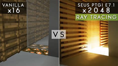 Photorealistic 2k Textures New Seus E71 Ray Tracing Vs Vanilla Minecraft Graphics Comparison