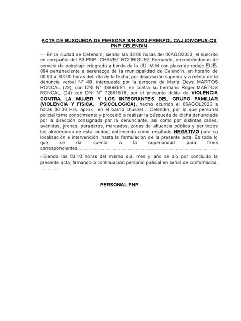 Acta De Busqueda Pdf