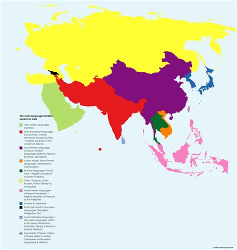 Map demonstrating both the main & minor languages spoken in Asia : r/asia