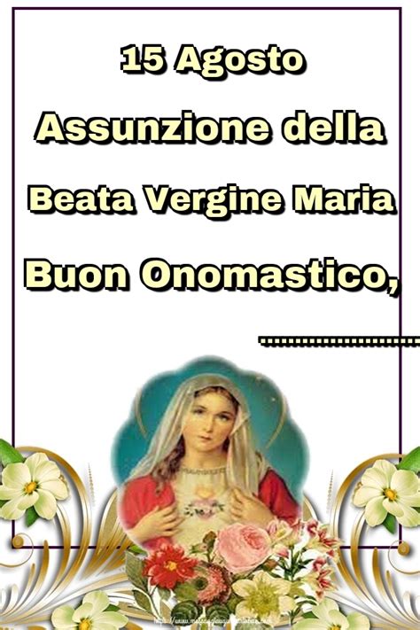 Agosto Assunzione Della Beata Vergine Maria Buon Onomastico