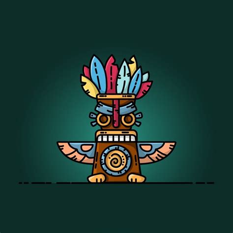 Bunte Totem Flache Vektor Illustration Premium Vektor