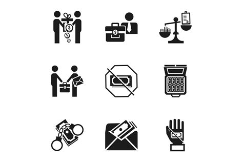 Bribery Money Icon Set Simple Style Graphic By Nsit Creative Fabrica