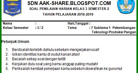 Soal Ph Uh Kelas Tema Subtema K Revisi Media Karya Edukasi