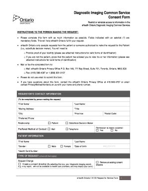 Fillable Online Diagnostic Imaging Common Service Consent Form Fax