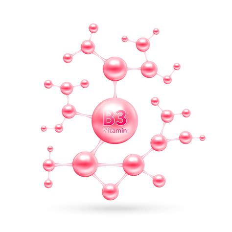 Vitamin B3 complex and minerals in molecular form. Dietary supplement for pharmacy advertisement