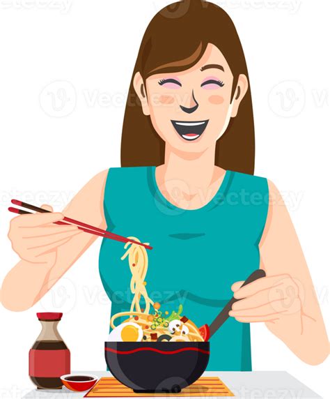 Happy Women Eating Noodles Illustration 44810405 PNG